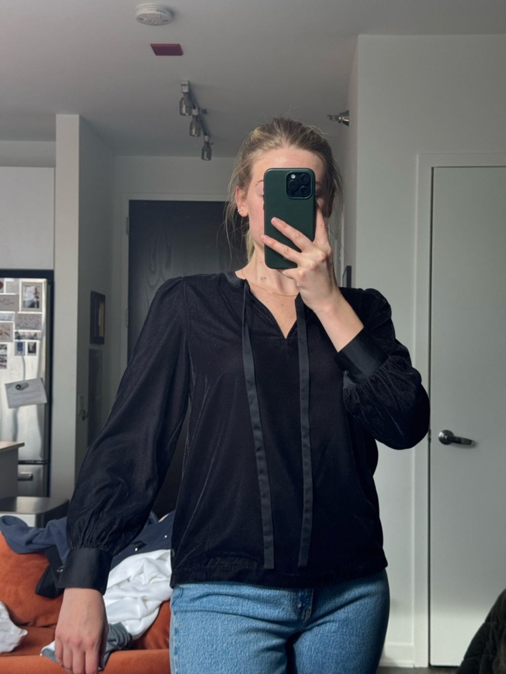 Ann Taylor Black Velvet Blouse